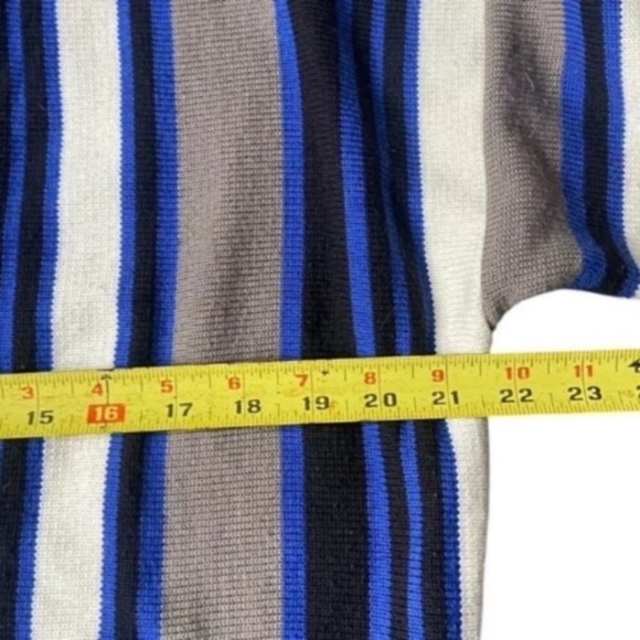 Vintage Cardigan Mens Blue Stripes France Made Medium Knit - Picture 3 of 7